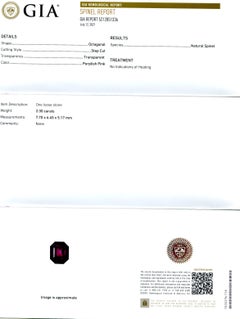 2.3ct Octagonal/Emerald Cut Purplish Pink Spinel GIA Certified Unheated