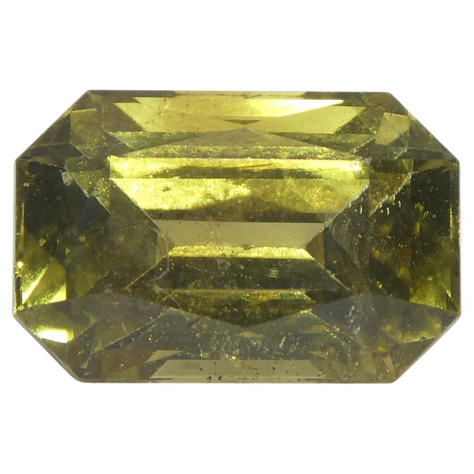 Crisoberilo amarillo talla octogonal/esmeralda de 2,3 ct Certificado GIA Sin calentar