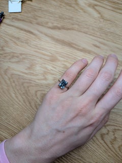Anillo solitario de aguamarina de 2,3 ct en oro blanco macizo de 14 quilates EM 9x7mm