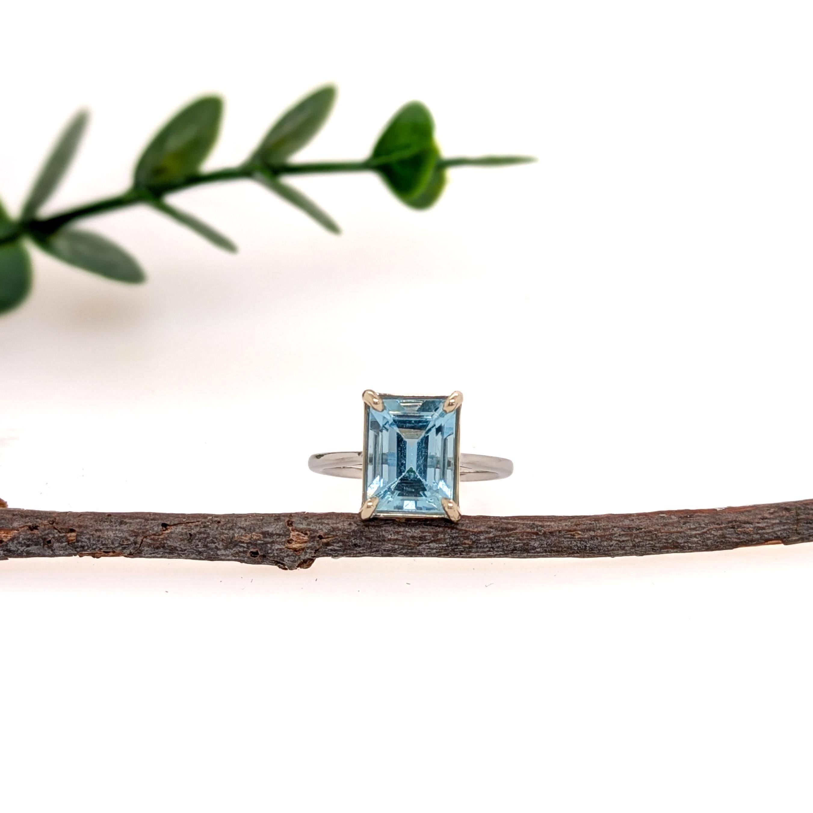 Solitär-Aquamarinring aus massivem 14K Weißgold mit 2,3 Karat Solitär  EM 9x7mm (Zeitgenössisch) im Angebot