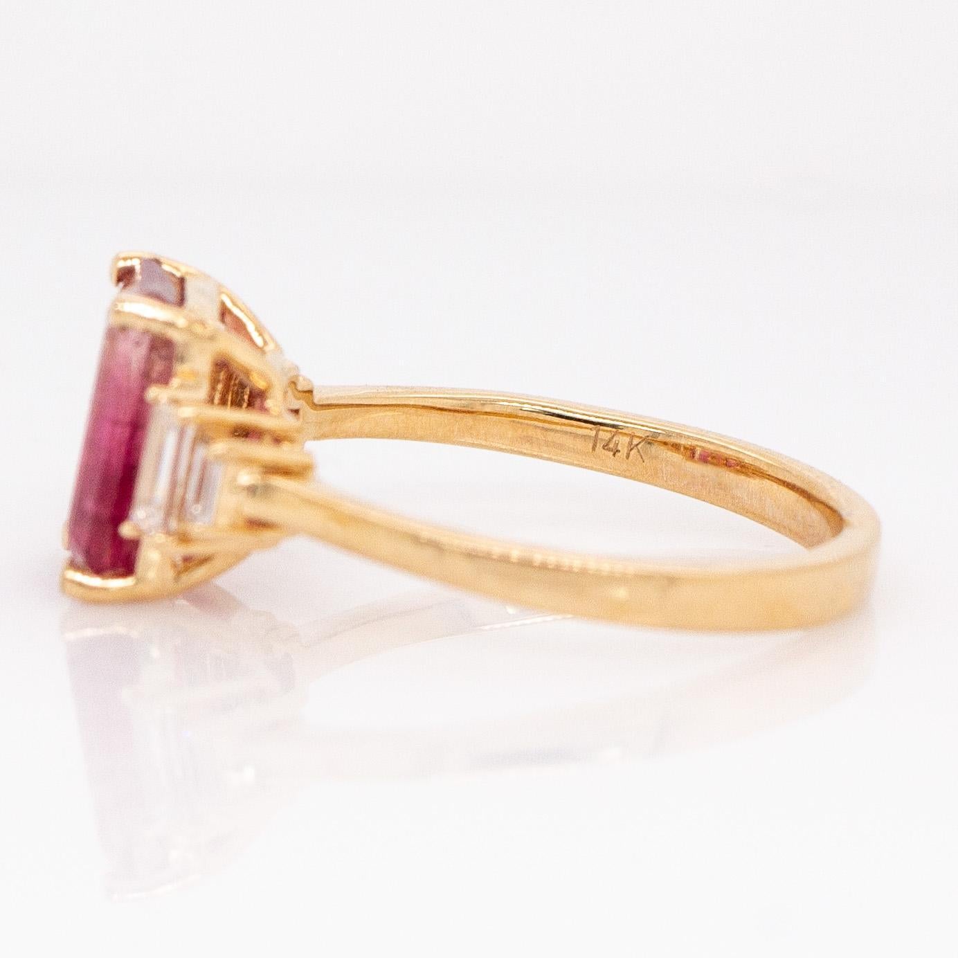 Anello con tormalina bicolore da 2,3 carati e diamanti naturali: Oro massiccio 14k, 9x7mm in vendita 1