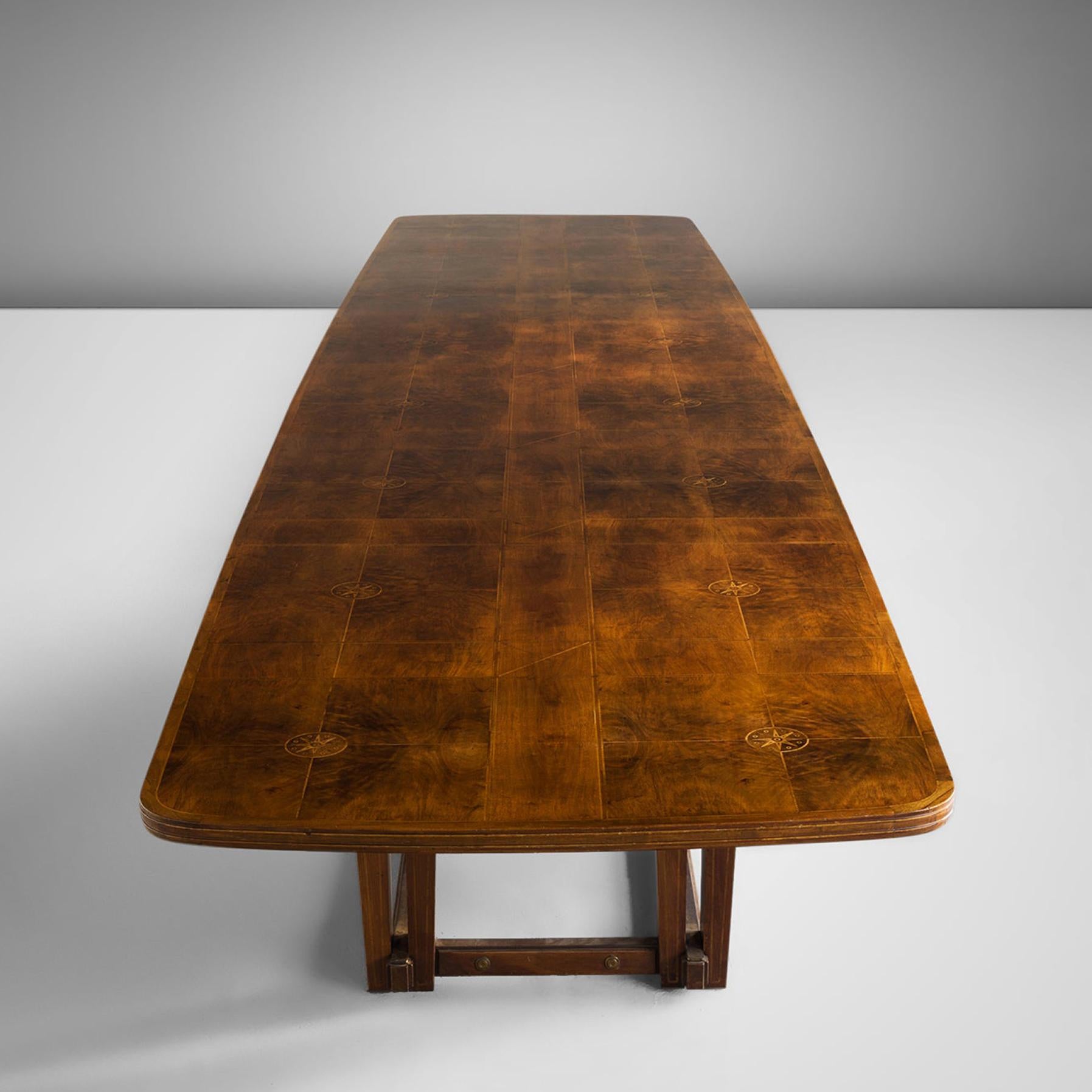 Elegant Conference Table in Walnut with Inlay 23ft  For Sale 1