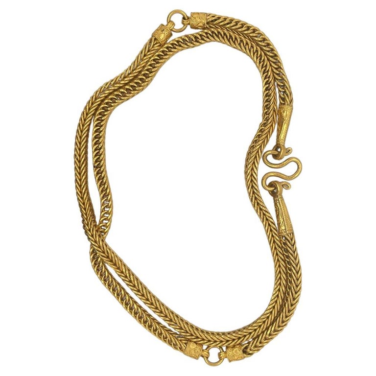23k Gold Chain Extra Long Unisex Box Link For Sale at 1stDibs