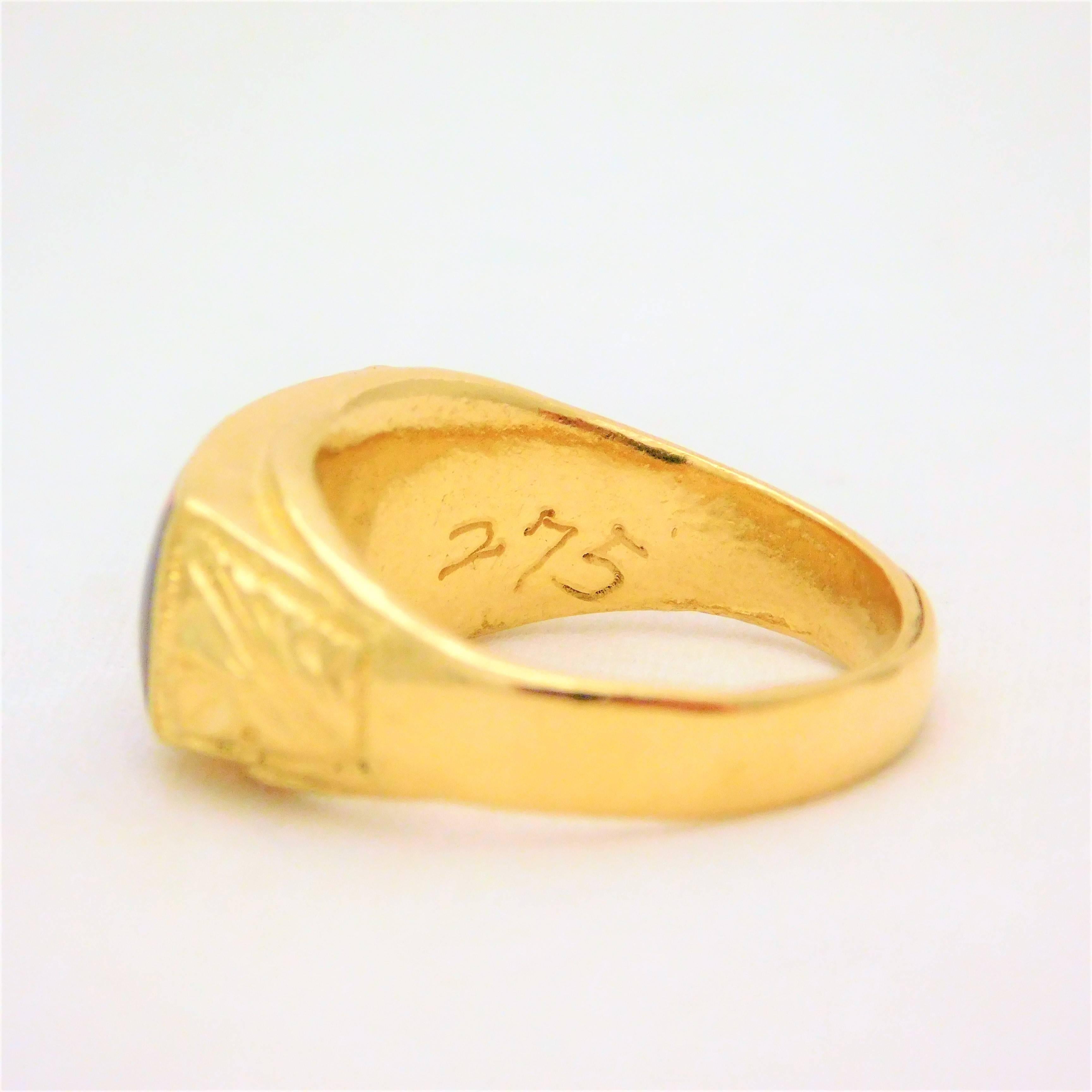 23 Karat Gold Midcentury Taiwanese Black Onyx Ring 1