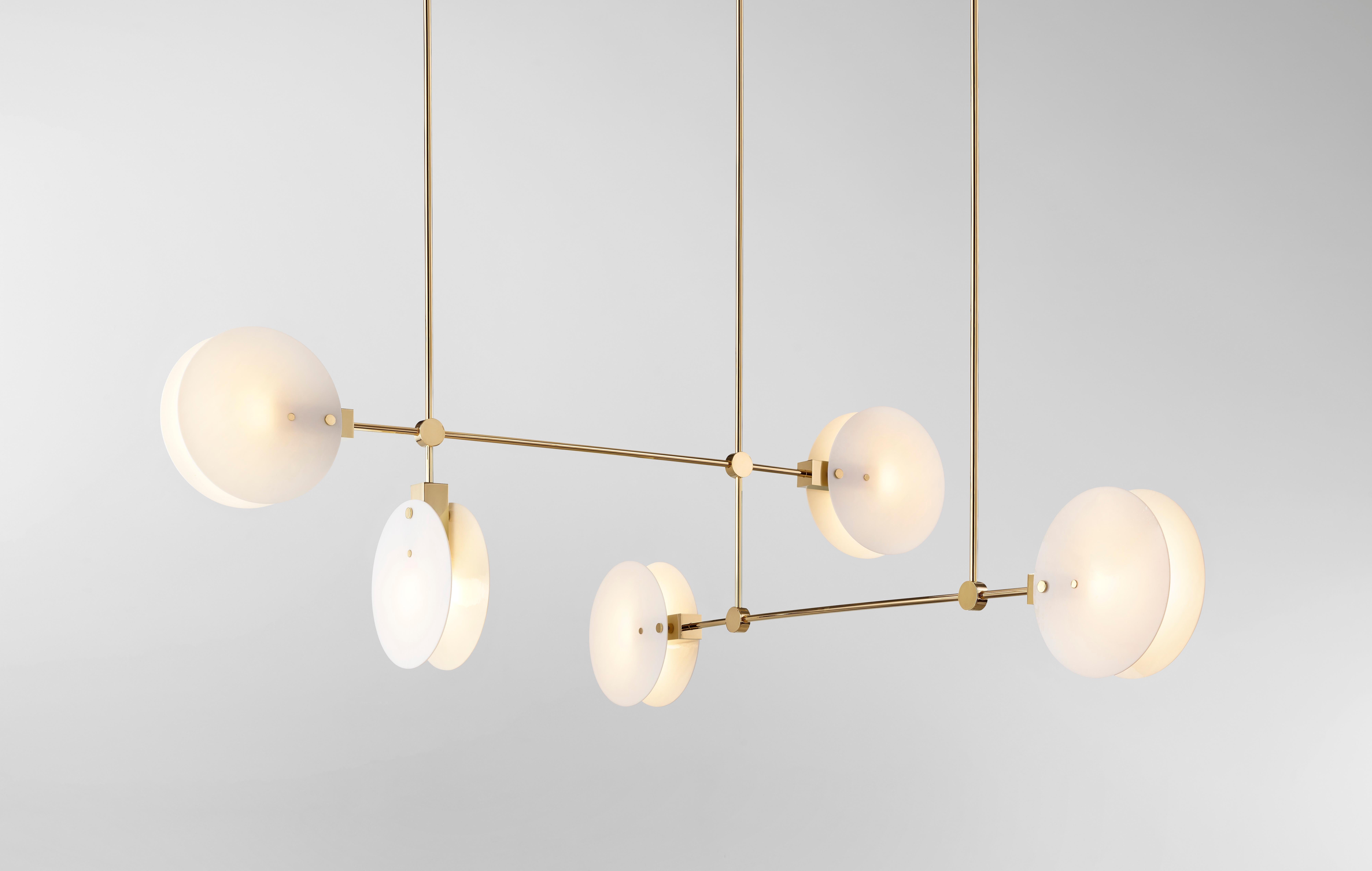 The Nebulae Collection takes its name from the natural phenomena of interstellar clouds and their dynamic layered lighting effects. The geometric machined forms coupled with the fluid glass discs create balance between the elements.

The Limited
