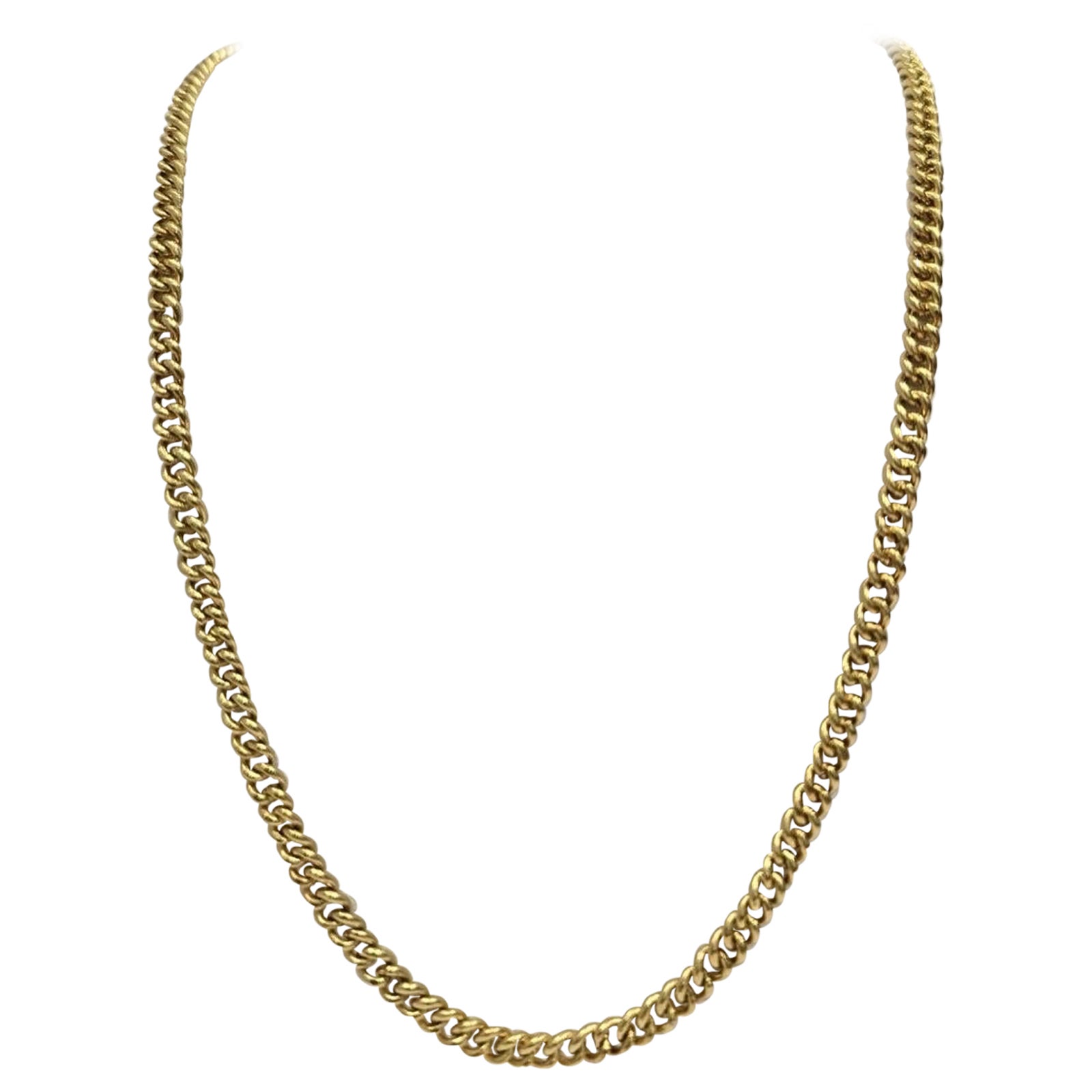 23K Solid Gold 4.5mm Cuban Link Necklace, Made in Hong Kong For Sale