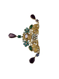23K Yellow Gold and Gemstone Phoenix Design Brooch/Pin Certified #25063