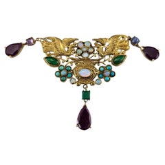 23K Yellow Gold and Gemstone Phoenix Design Brooch/Pin Certified #25063