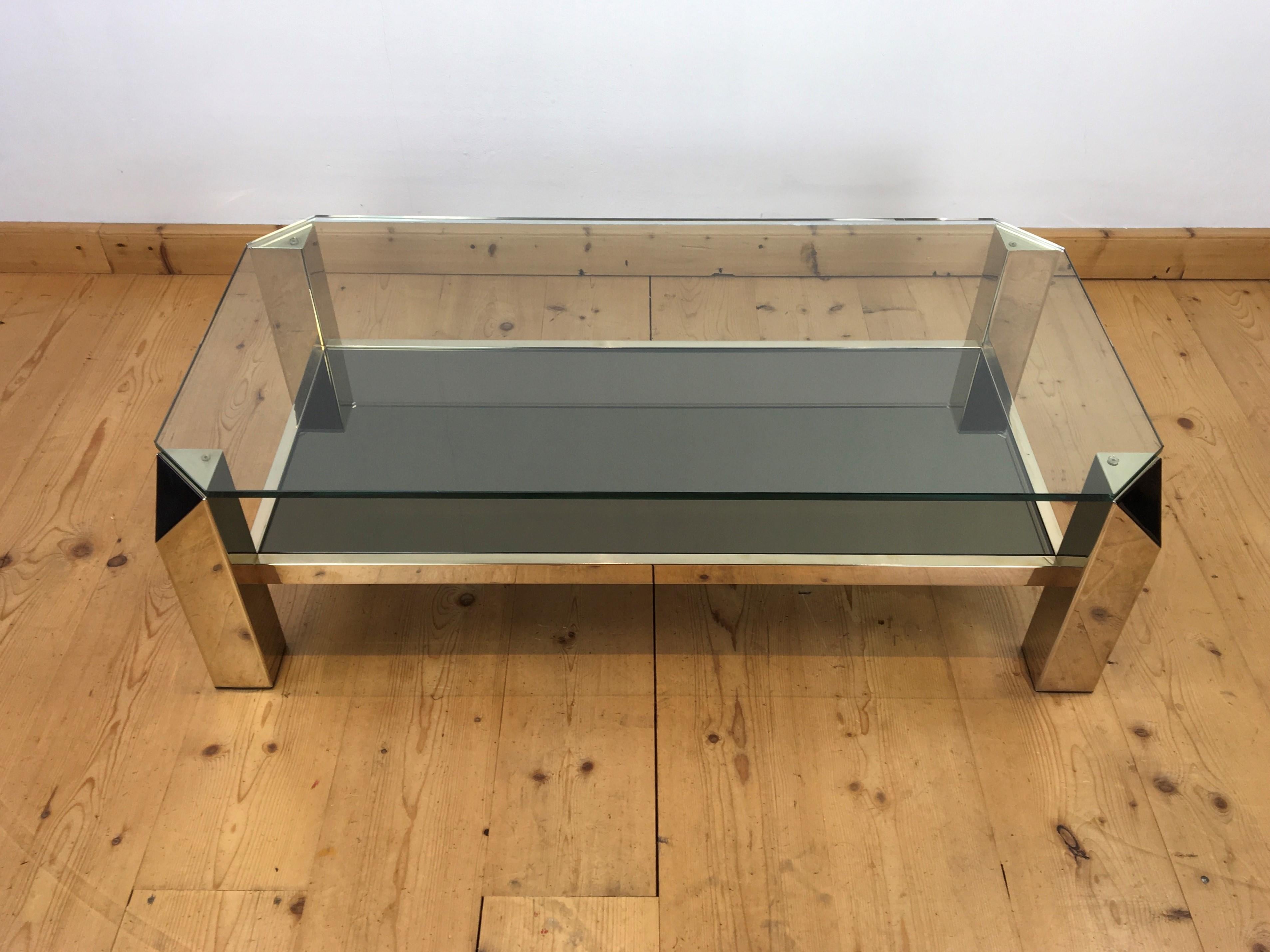 23kt Golt Plated Belgo Chrom Coffee Table, 1970s For Sale 8