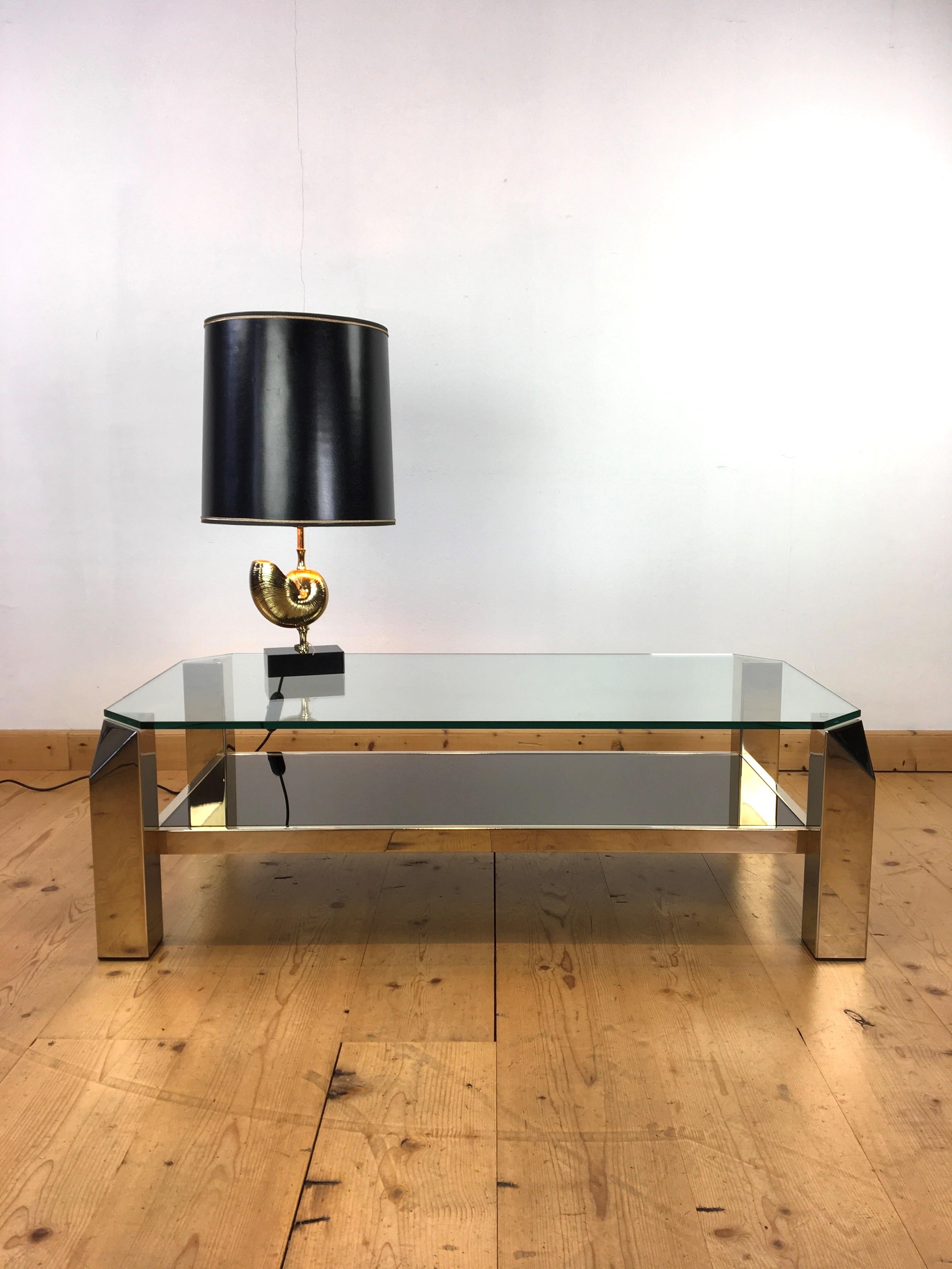 23kt Golt Plated Belgo Chrom Coffee Table, 1970s For Sale 9