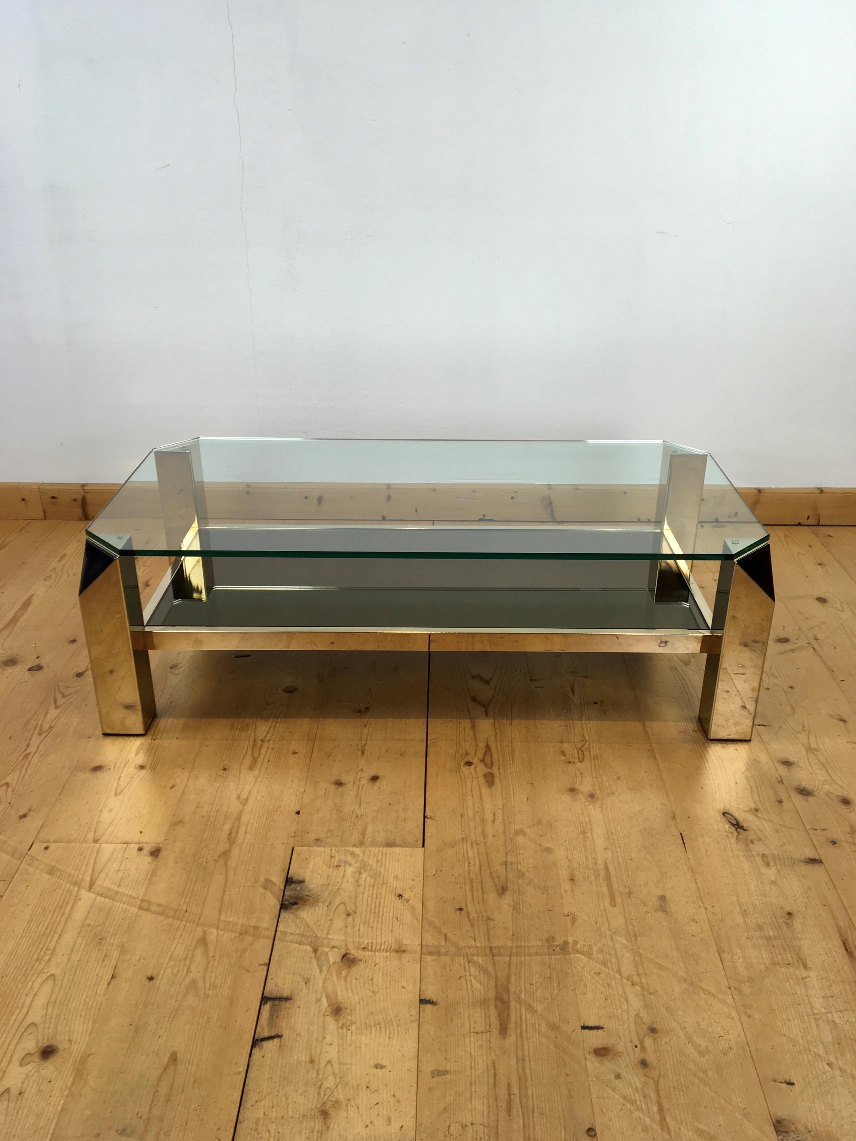 23kt Golt Plated Belgo Chrom Coffee Table, 1970s For Sale 10