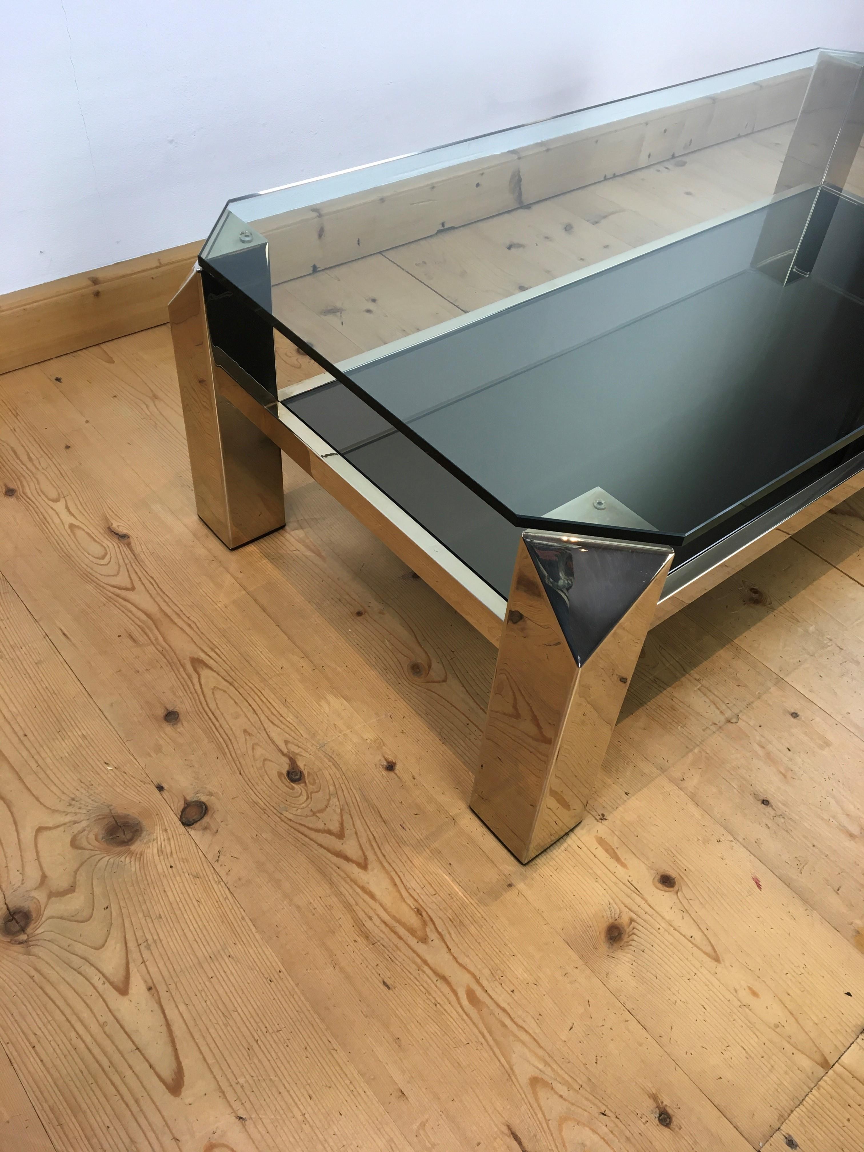 23kt Golt Plated Belgo Chrom Coffee Table, 1970s In Good Condition For Sale In Antwerp, BE