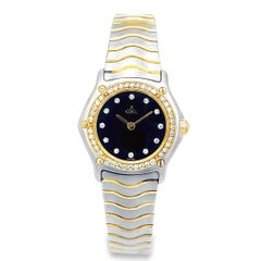 23mm Ebel Wave Mini Two-Tone Quartz Watch with Diamond Bezel & Dial