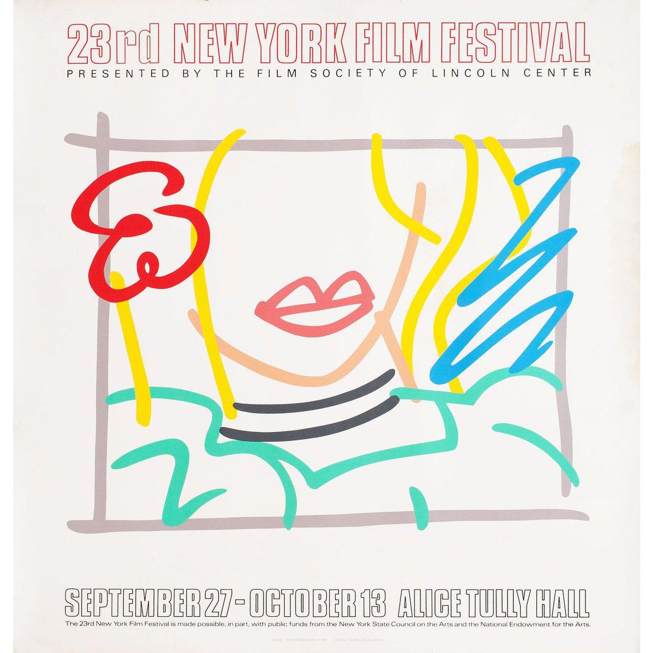 Original 1985 U.S. poster by Tom Wesselmann for the 1963 festival New York Film Festival. Very Good-Fine condition, rolled. Please note: the size is stated in inches and the actual size can vary by an inch or more.
