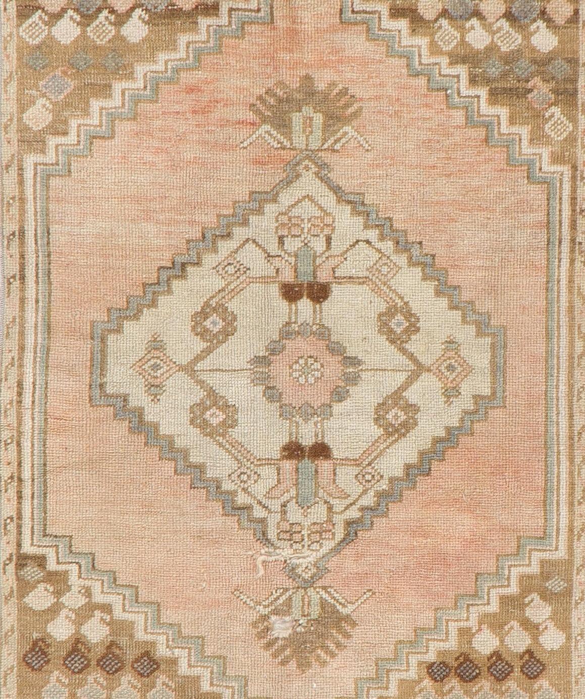 Turkish Narrow Vintage Anatolian Runner Rug, Wool Handmade Carpet for Hallway