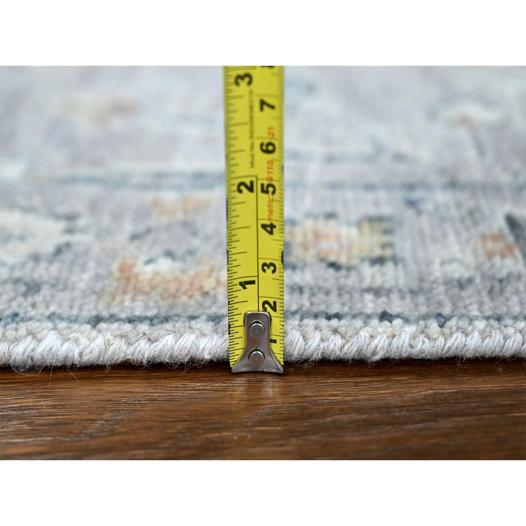 Tappeto Runner Cloud Gray Oushak All Over Design Morbida Lana Annodata a Mano 2'3 