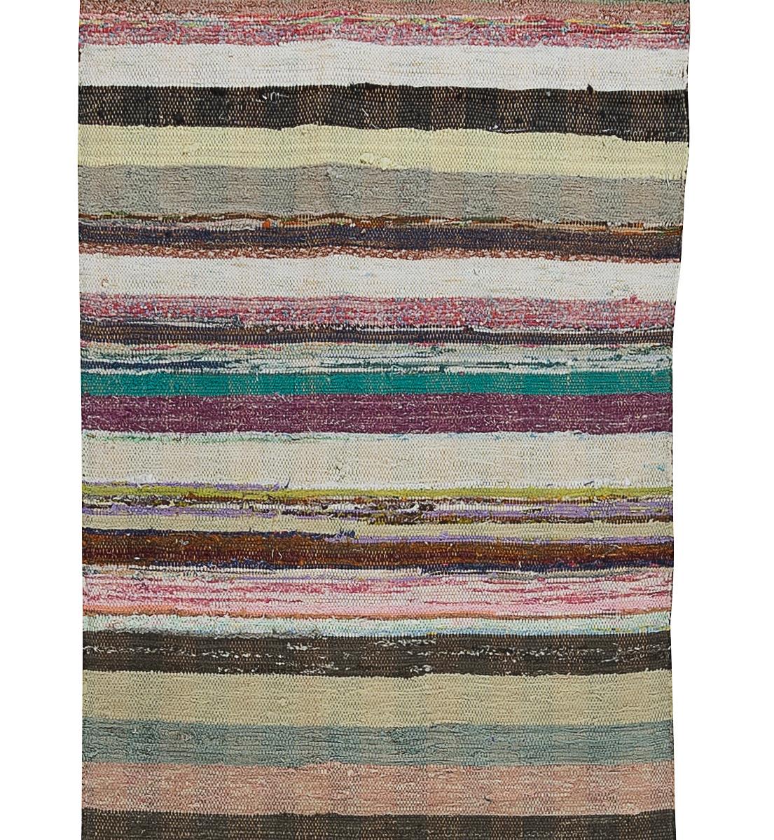 2.3x12.2 Ft Einstellbar. Bohemian Handmade Cotton Rag Rug. Vintage Läufer Kelim (Handgewebt) im Angebot