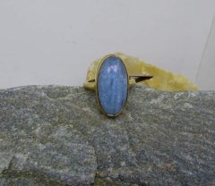 23X12mm Aquamarine Cabochon Set in 9ct. Gold Ring