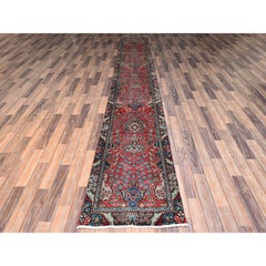 2'3"x15' Red Vintage Persian Tabriz Hand Knotted Pure Wool Runner Oriental Rug