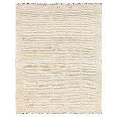 2'3"x2'9" Ivory Hand Knotted Undyed Natural Wool Moroccan Weave Mat Small Rug