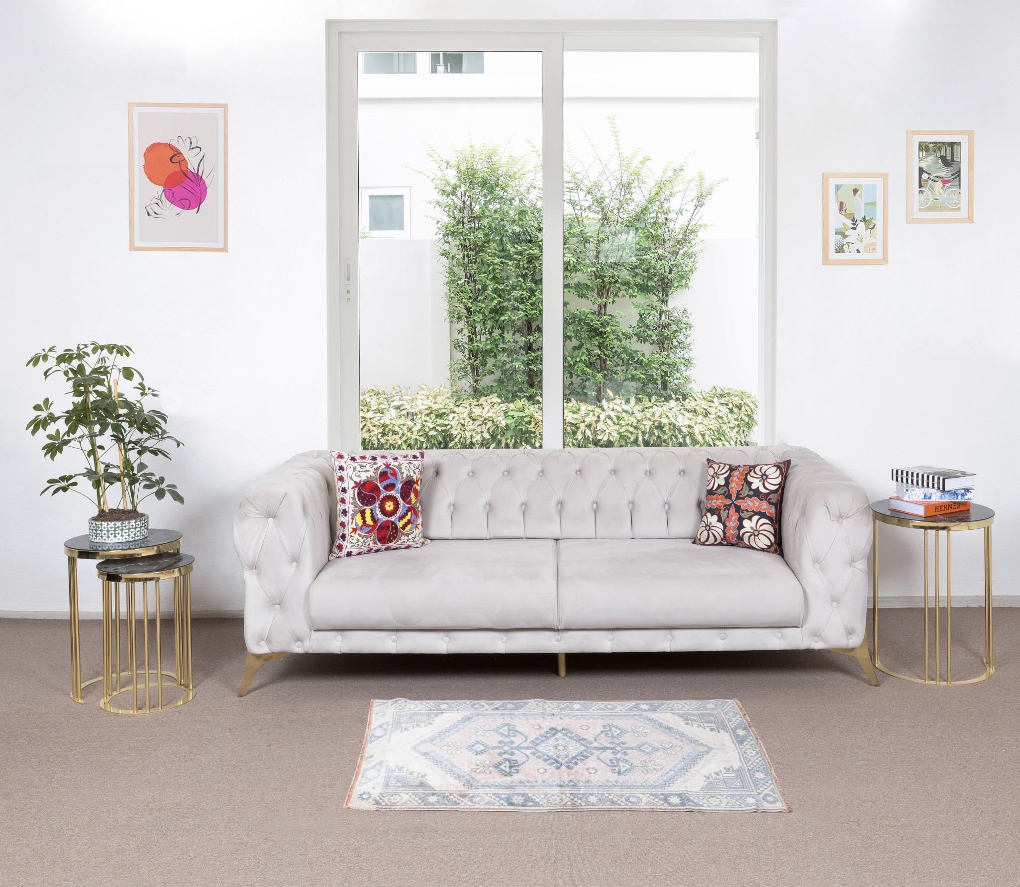 Our sun-faded rugs are all one-of-a-kind, hand-knotted, 50-70 year-old vintage pieces. They each boast their own singular handmade aesthetic drawn from the centuries-old Turkish rug-weaving traditions. These rugs are made completely of sheep’s wool,