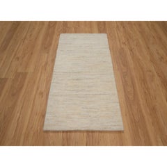 2'3"x4'5" Ivory Modern Plain Design Lori Buft Gabbeh Hand Knotted Wool Mat Rug