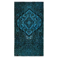 Tappeto vintage persiano Bakhtiar, sovratinto, con frammenti di lana annodati a mano, 2'3 "x4'5" Teal