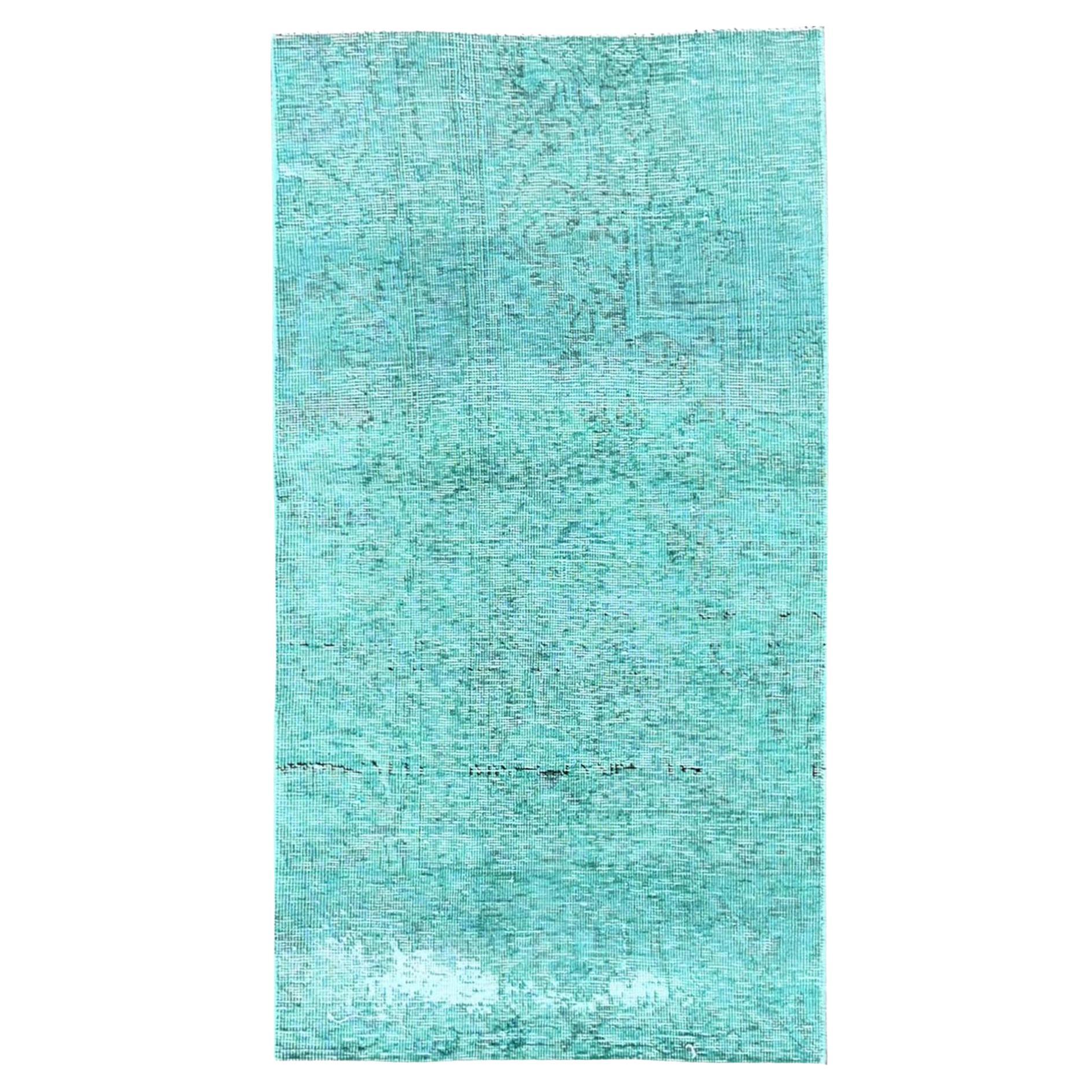 2'3'x4'6" Tapis persan Tabriz vintage vert teinté à la main, noué à la main