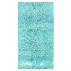 2'3'x4'6" Overdyed Green Vintage Persian Tabriz Hand Knotted All Wool Mat Rug
