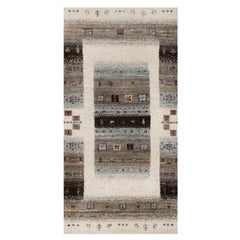 2
3 "x4
6" Weiß Lori Buft Gabbeh Tierfiguren Hand geknüpft Wolle Orientteppich