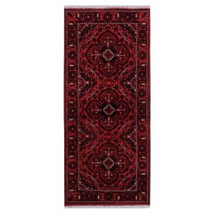 2
3 "x5
2" Beerenroter handgeknüpfter afghanischer Khamyab Tribal Design Wollteppich Läufer