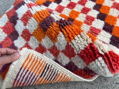 23x54 in Vintage Handmade Tulu Rug with Checkered Design. Custom Options Availab