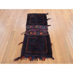2'3"x5'4" Wine Red Antique Baluch Saddle Bag Hand Knotted 100% Wool Runner Rug