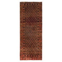 2
3"x5
6" Amber Brown Vintage Persian Baluch Hand Knotted Pure Wool Runner Rug