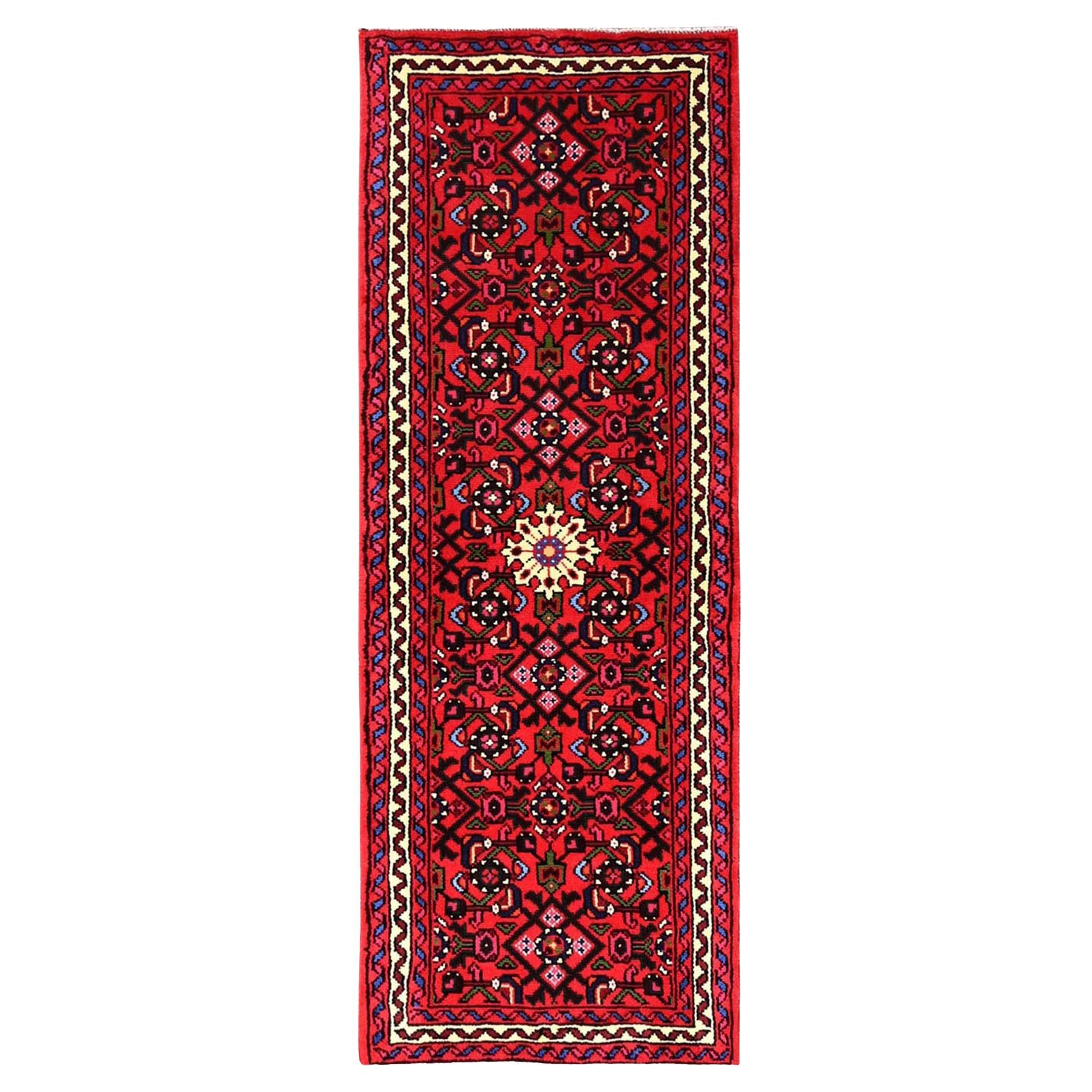 2'3"x6'2" Red New Persian Hussainabad Full Pile All Wool Hand Knotted Runner Rug