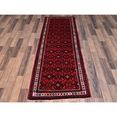 2'3"x6'3" Red New Persian with All Over Design Hand Knotted Soft Wool Runner Rug