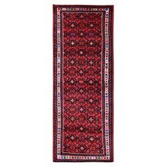 2'3"x6'3" Red New Persian with All Over Design Hand Knotted Soft Wool Runner Rug