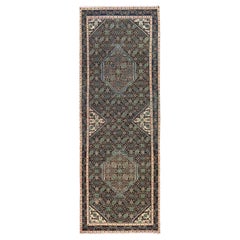 2
3"x6
4" Brown Vintage Persian Bijar Hand Knotted Pure Wool Runner Rug