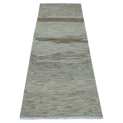 2'3"x6'4" Natural Shades Reversible Kilim Pure Wool Hand Woven Runner Rug