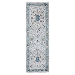 2'3 "x8' Miller Gray Wool Floral Oushak Hand Knotted Runner Tapis d'Orient