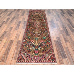 2'3 "x8'5" Braun Vintage Persisch Bibikabad 100% Wolle Hand Knotted Läufer Teppich