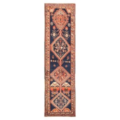 Tappeto blu antico North West Persian annodato a mano in pura lana 2'3 "x8'6"