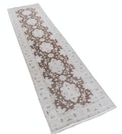 2.3x8.6 ft Handknotted Hallway Runner Rug. Corridor Rug. Floral Kitchen Rug