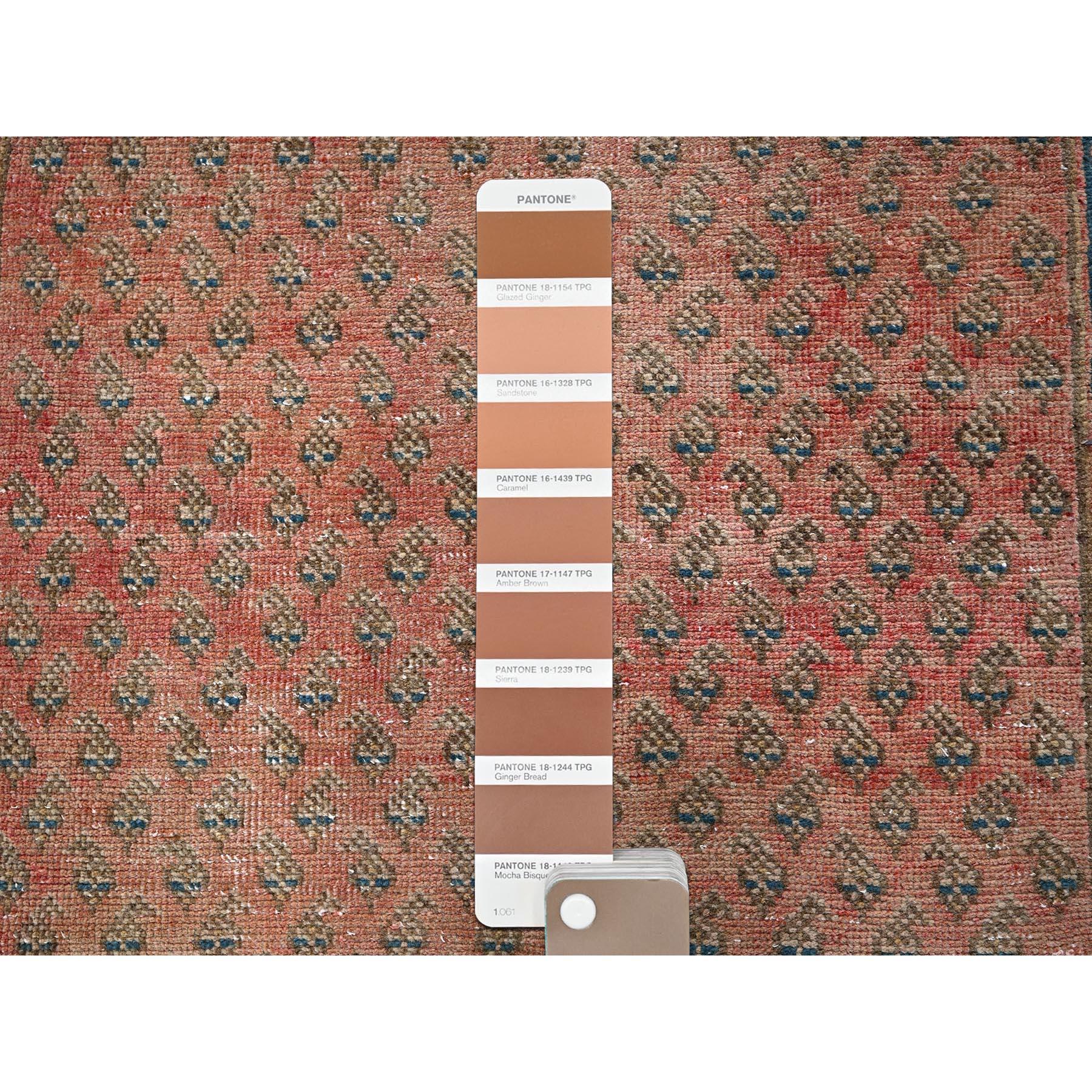 Persiano Tappeto orientale Runner in lana annodato a mano Tabriz Vintage rosso fiammante in vendita