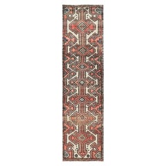 2'3"x9' Peach Color Vintage Persian Hamadan Hand Knotted Pure Wool Runner Rug
