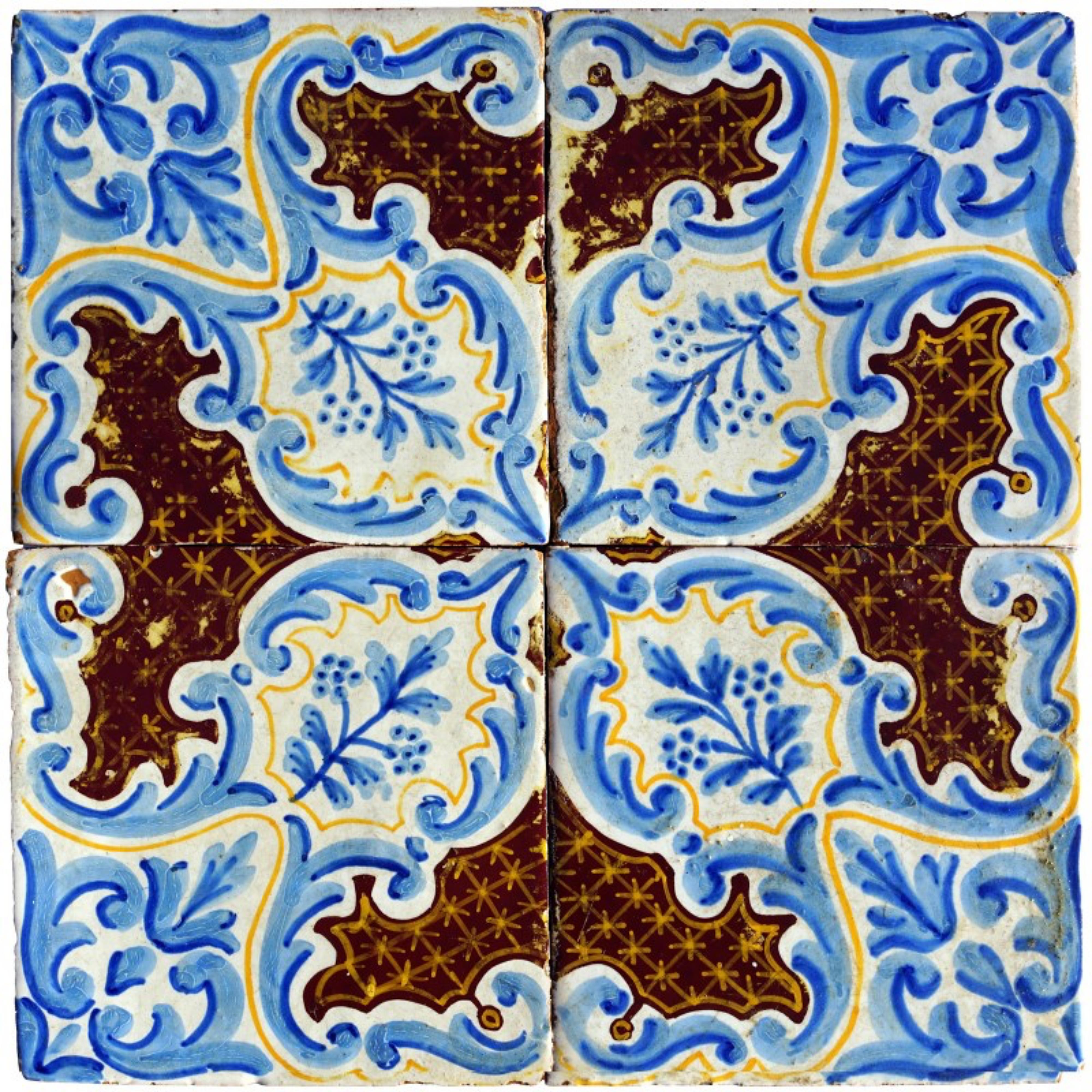 Italian 24 ANCIENT MAJOLICA TILES FROM THE LIBERTY ERA 1894 / 1910 Art Nouveau For Sale
