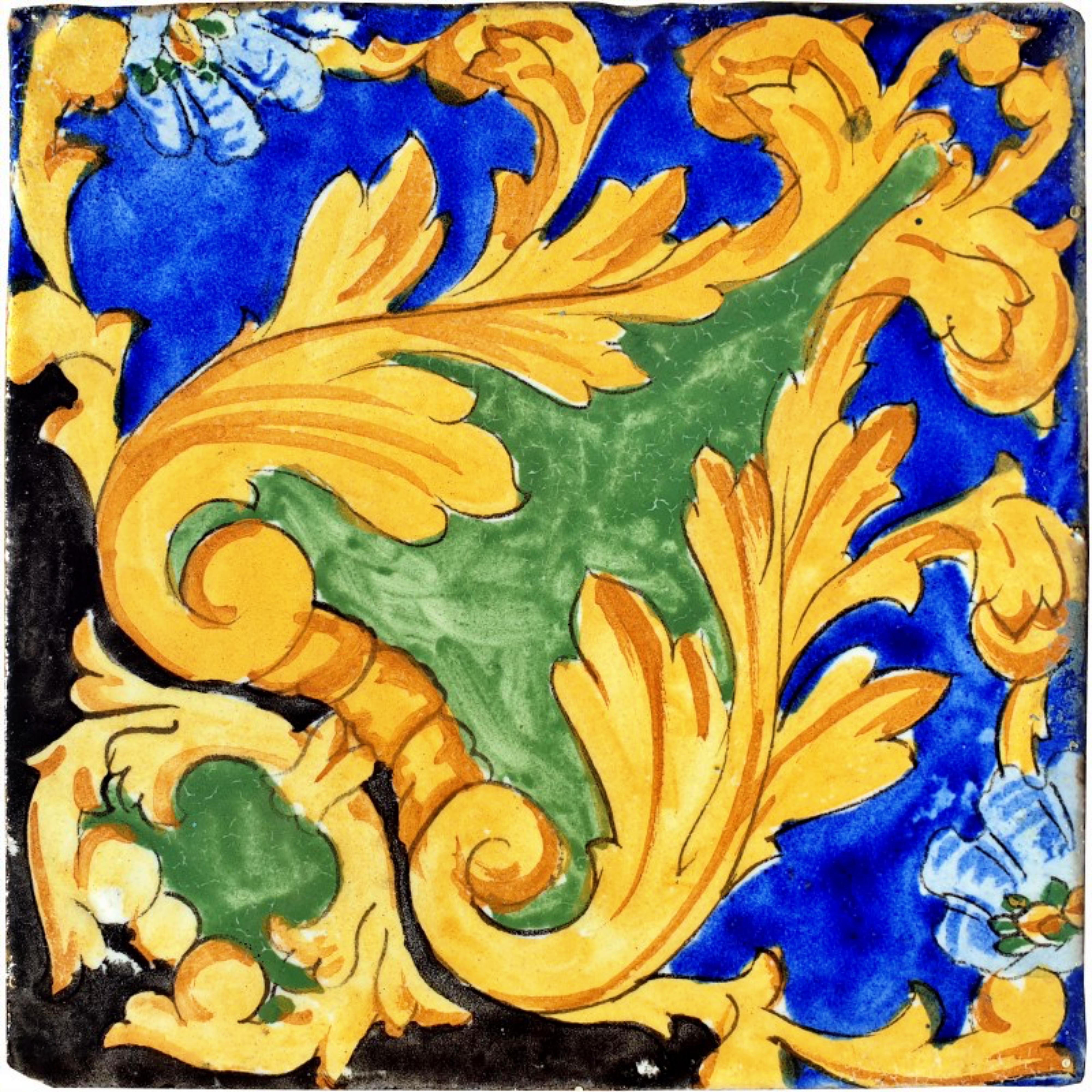 Hand-Crafted 24 ANCIENT MAJOLICA TILES FROM THE LIBERTY ERA 1894 / 1910 Art Nouveau For Sale