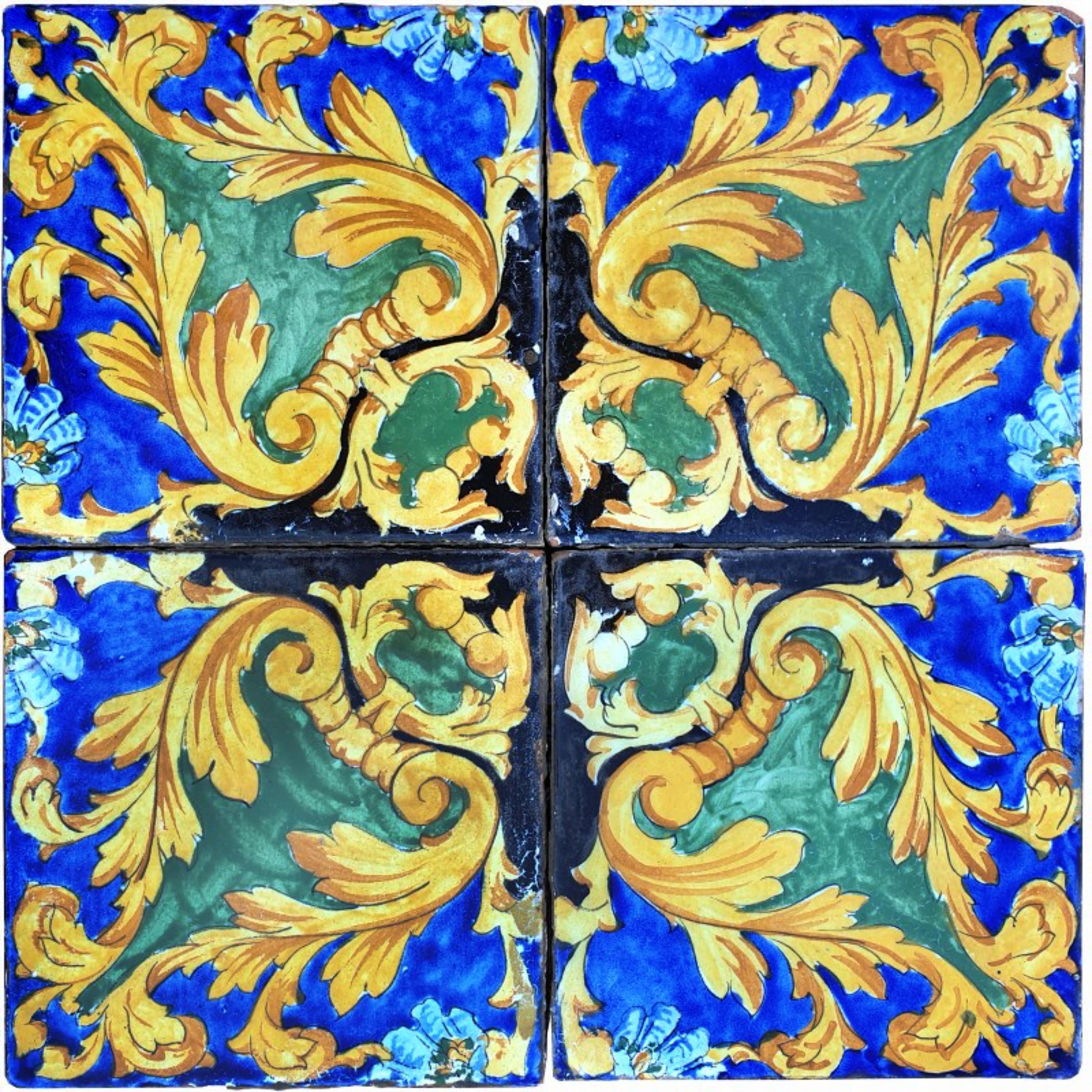 20th Century 24 ANCIENT MAJOLICA TILES FROM THE LIBERTY ERA 1894 / 1910 Art Nouveau For Sale