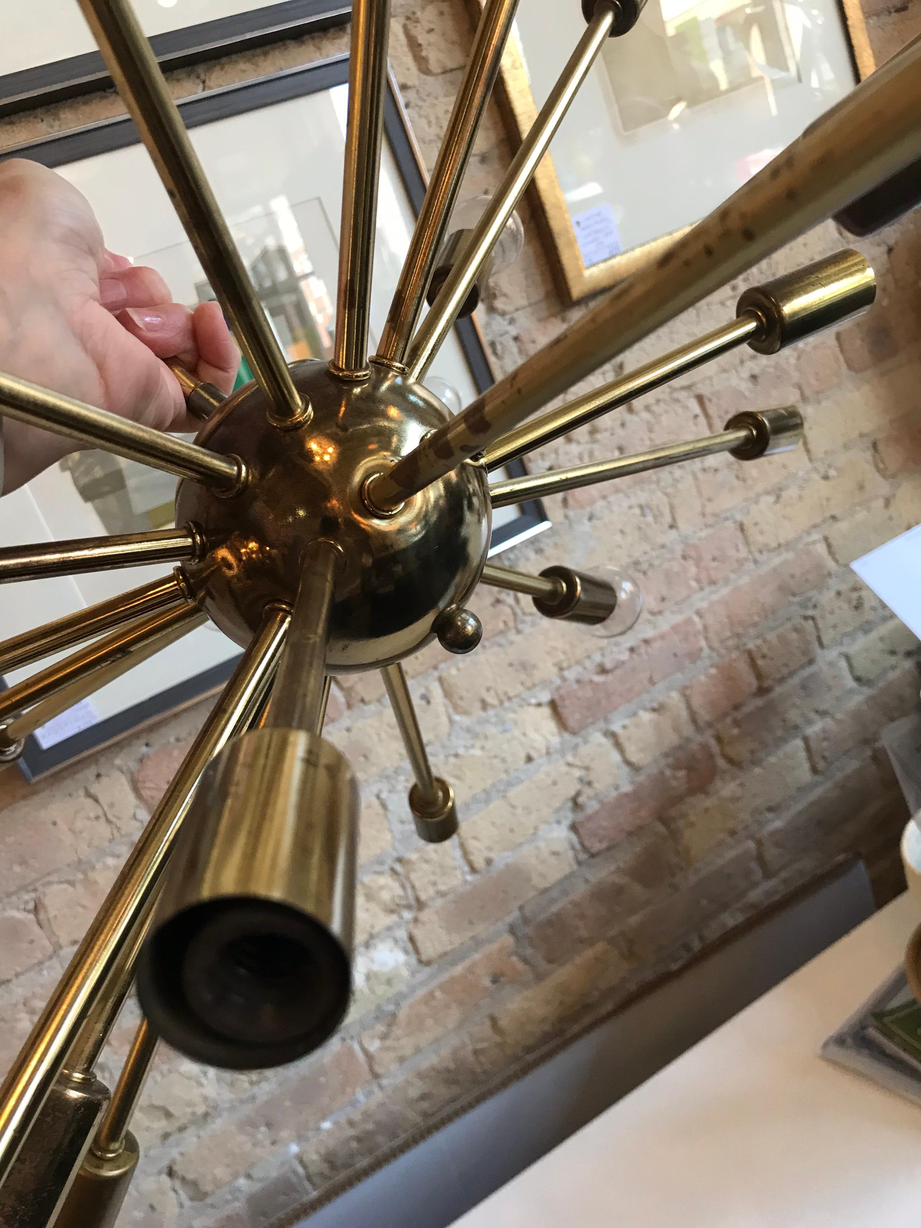 American 24-Arm Vintage Brass Sputnik Chandelier