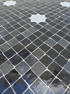 Black / White Moroccan Mosaic Table, Choice of Base Height